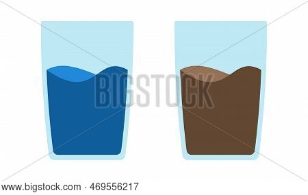 Glass Of Water And Coffee Icon. Coffee Icon Vector