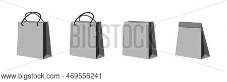 Paper Bag Vector Set. Vector Illustration Mockup