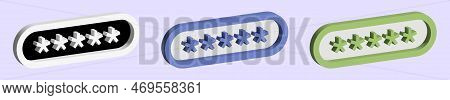3d Password Icon. 3d Security With Payment Protection On Isolated Vector Render Background