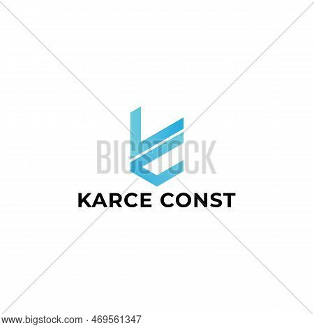 Abstract Initial Letter Kc Or Ck Logo In Blue Color Isolated In White Background Applied For Consult
