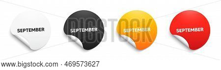 September Month Icon. Round Sticker Badge With Offer. Event Schedule Sep Date. Meeting Appointment P