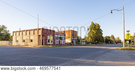 Dover, Oklahoma, Usa - October 17, 2022: The Old Business District On Chisholm Avenue
