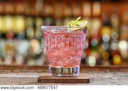 Cocktail Margarita In A Glass Of Old Fashioned, A Drink Based On Tequila, Agave Juice And Lime Fresh