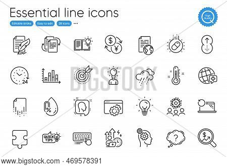 Seo Gear, No Alcohol And Internet Document Line Icons. Collection Of Energy, Currency Exchange, Bure