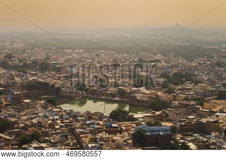Beautiful Top View Of Jodhpur City From Mehrangarh Fort, Rajasthan, India. Jodhpur Is Called Blue Ci
