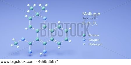 Mollugin Molecule, Molecular Structures, Rubimaillin 3d Model, Structural Chemical Formula And Atoms