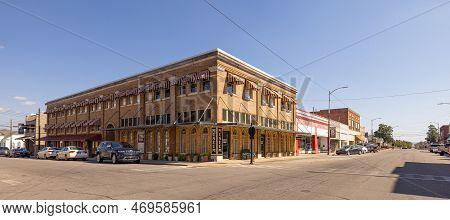 Poteau, Oklahoma, Usa - October 15, 2022: The Old Business District On Dewey Avenue