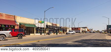 Wilburton, Oklahoma, Usa - October 15, 2022: The Old Business District On Main Street