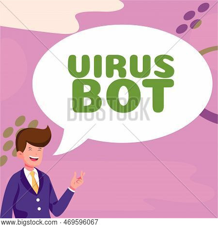 Handwriting Text Virus Bot. Business Concept Malicious Self-propagating Malware Designed To Infect A