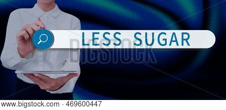 Conceptual Display Less Sugar. Word Written On Lower Volume Of Sweetness In Any Food Or Drink That W