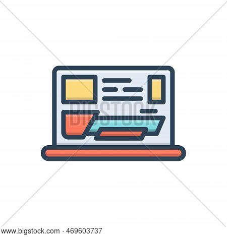 Color Illustration Icon For Headlines Title Firstname Lead-story Story Paper Massage Print Newsprint