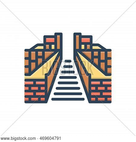 Color Illustration Icon For Ur Foothpath Ride Path-way Route Way Construction Project Ziggurat Mesop