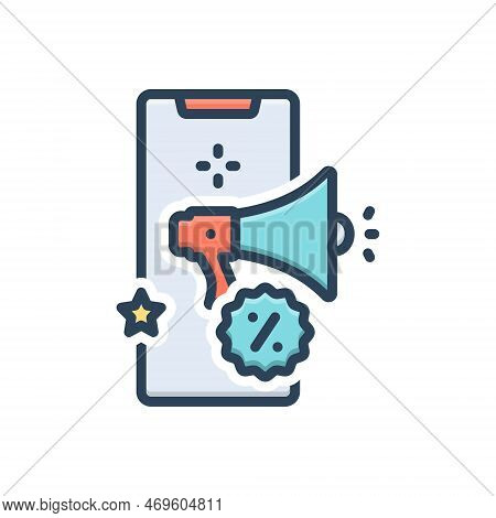 Color Illustration Icon For Promotion Speaker Loudspeaker Horn Alert Annoucement Voice Sound Megapho