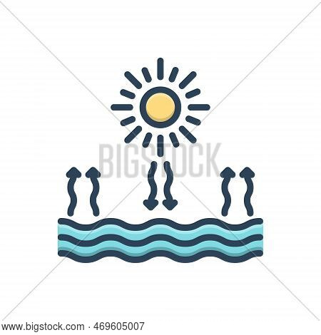 Color Illustration Icon For Heat Sun Bright Morning Fire Shiny Sunrise Summer High-temprature Sea Ra