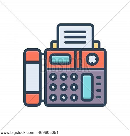 Color Illustration Icon For Fax Print Printer Button Printout Machine Copier Calling Connection Tele