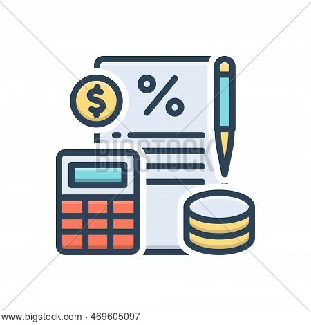 Color Illustration Icon For Commission Coins Calculator Calculation Discount Interest Paysheet Balan