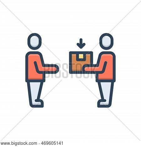 Color Illustration Icon For Recipient Receiver Giftee Box Delivery Package Cartoon People Postman De