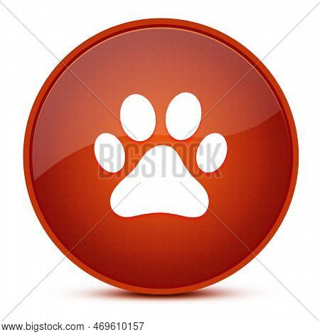 Dog Or Cat Paw Print Aesthetic Glossy Brown Round Button Abstract Illustration