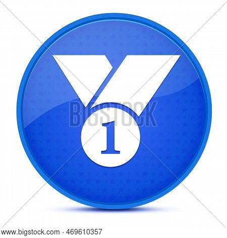 Number 1 Aesthetic Glossy Blue Round Button Abstract Illustration
