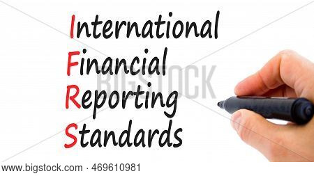 Ifrs Symbol. Concept Words Ifrs International Financial Reporting Standards On White Paper On Beauti