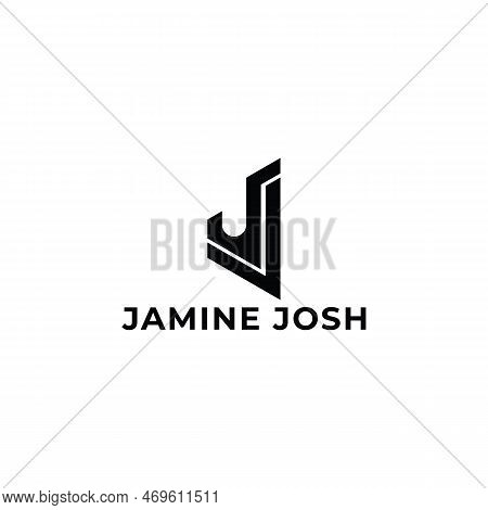 Abstract Initial Letter J Or Jj Logo In Black Color Isolated In White Background Applied For Family 