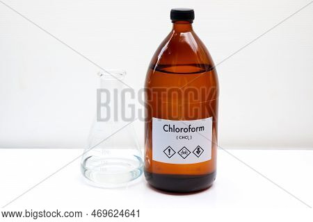 Chloroform In Bottle , Chemical In The Laboratory And Industry, Chemical Used In The Analysis