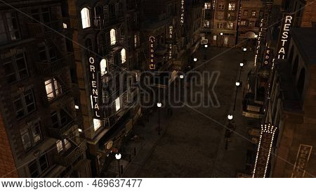 3d-illustration Of A History Streer Of The Roaring Twenties 1920