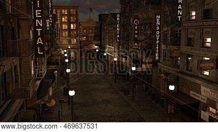 3d-illustration Of A History Streer Of The Roaring Twenties 1920