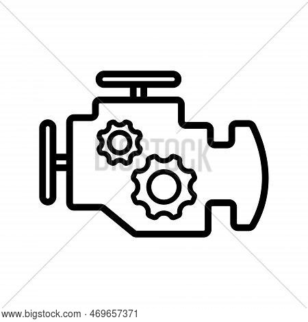 Car Engine Outline Vector Icon Isolated On White Background. Car Engine Line Icon For Web, Mobile An