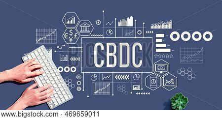Cbdc - Central Bank Digital Currency Concept With Person Using A Computer Keyboard
