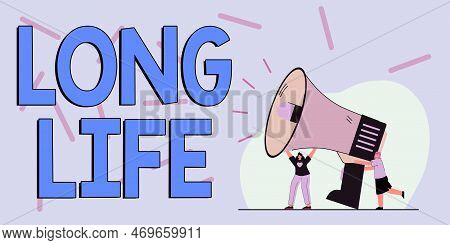 Hand Writing Sign Long Life. Business Idea Able To Continue Working For Longer Than Others Of The Sa