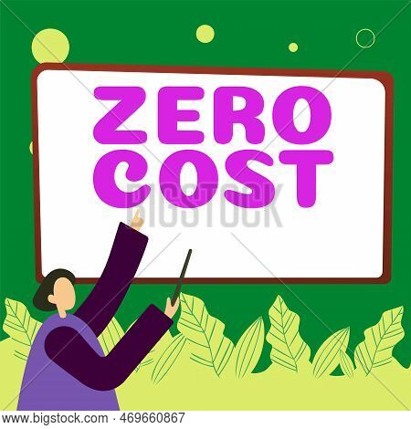 Hand Writing Sign Zero Cost. Business Approach Business Decision That Does Not Entail Any Expense To