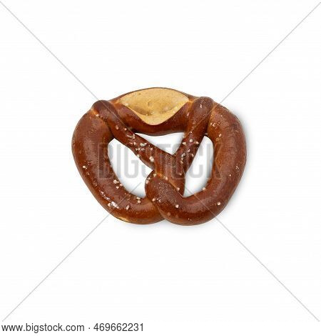 Laugen Pretzel Isolated On White Background With Clipping Path.