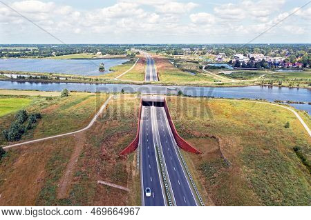 Aerial From The Hendrik Bulthuis Aquaduct In Friesland The Netherlands
