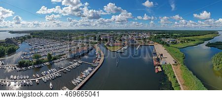 Aerial Panorama From The City Huizen At The Gooimeer In The Netherlands