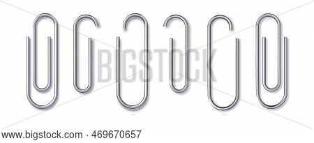 Set Of Paper Clip With Black Binder On White Background. Vector