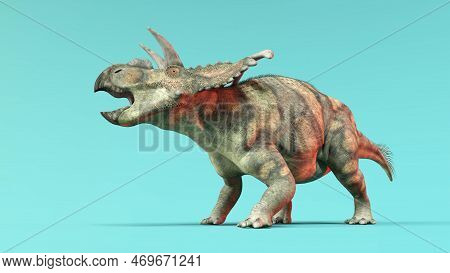 3d-illustration Of An Isolated Extincted Dinosaur Albertaceratops
