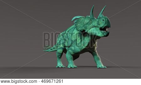 3d-illustration Of An Isolated Extincted Dinosaur Albertaceratops