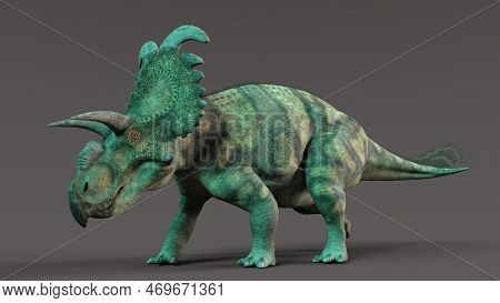 3d-illustration Of An Isolated Extincted Dinosaur Albertaceratops