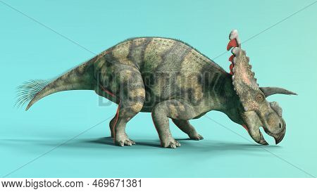 3d-illustration Of An Isolated Extincted Dinosaur Albertaceratops