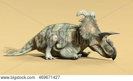 3d-illustration Of An Isolated Extincted Dinosaur Albertaceratops