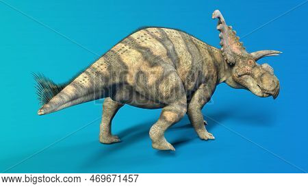 3d-illustration Of An Isolated Extincted Dinosaur Albertaceratops