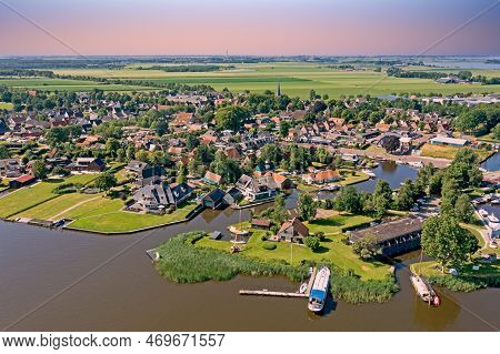 Aerial From The City Langweer In Friesland The Netherlands