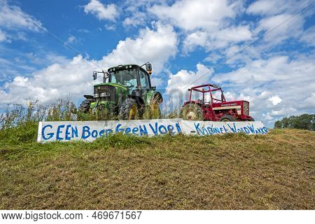 Friesland, Netherlands - July 5, 2022: Farmers Protesting Against Government Decisions Concerning Ni