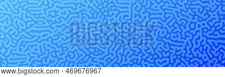 Blue Turing Reaction Gradient Background. Abstract Diffusion Pattern With Chaotic Shapes. Vector Ill