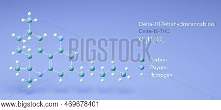Delta-10-tetrahydrocannabinol Molecule, Molecular Structures, Delta-10-thc 3d Model, Structural Chem