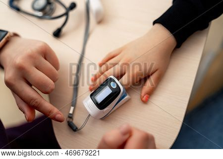 Medical Finger Oxymetry Device. Coronavirus Health Oxygen Monitoring.