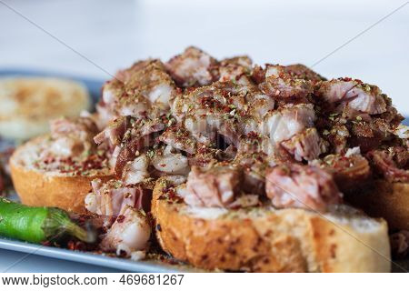 Traditional Turkish Food Kokorec. Izmir Kokorec. High Quality Photo