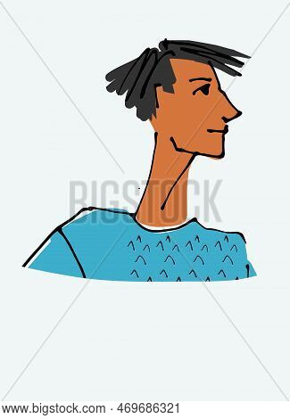 Avatar Of A Young Man. Flat Style, Isolated Vector Element