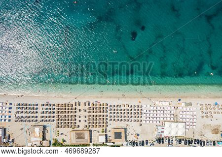 Part Of 7 Km Long Beach In Village Borsh, Albania In Summer 2022